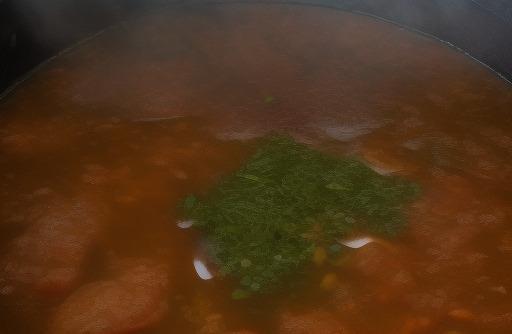 A simmering pot of beef stock rich