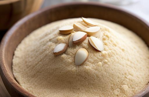 Almond flour in a bowl textured