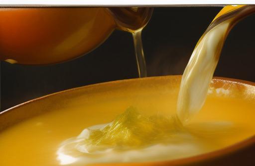 Clarified ghee being poured