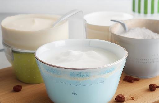 Dry milk powder in a measuring cup dairy substitute
