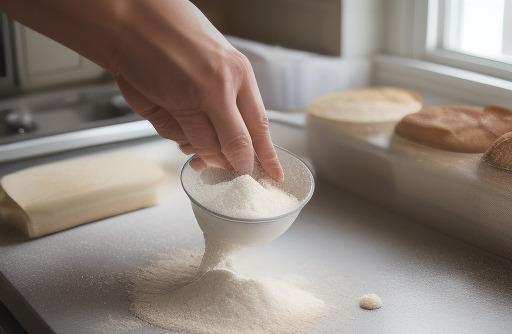 Flour being sifted baking preparation