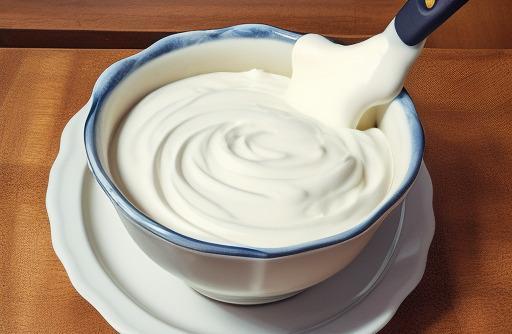 Greek yogurt being mixed