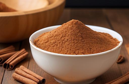 Ground cinnamon in a bowl