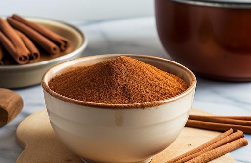 Ground cinnamon in a bowl aromatic