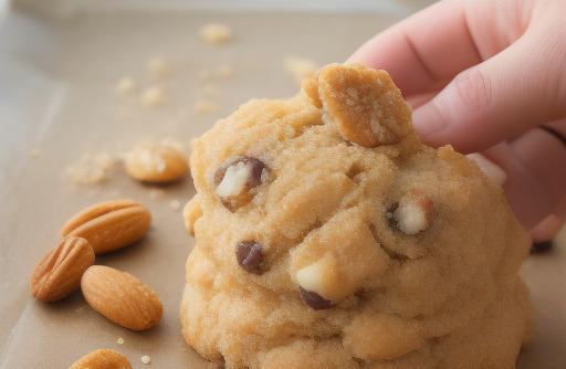 Nuts mixed into cookie dough crunchy