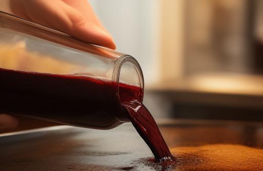 Red wine being poured into a sauce