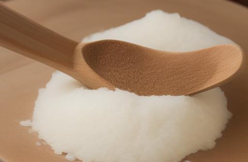 Rice flour in a wooden spoon fine