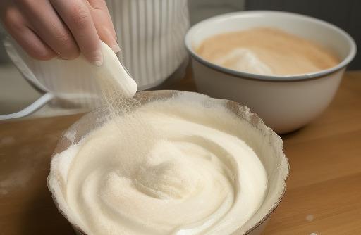 Shortening in a mixing bowl creamy