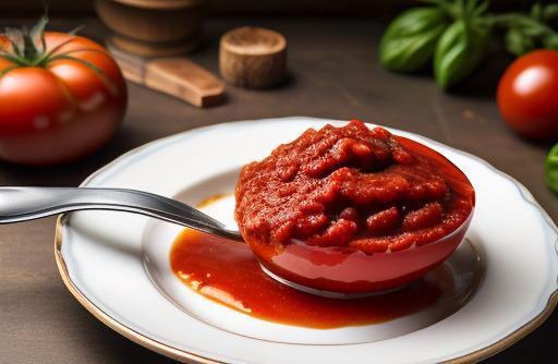 Tomato paste in a spoon