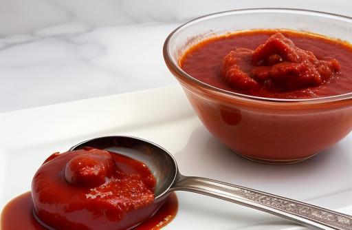 Tomato paste in a spoon concentrated