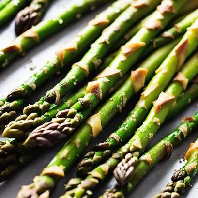 close up view of oven cooked asparagus