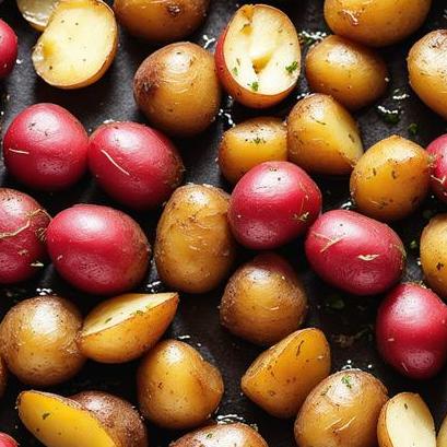 close up view of oven cooked baby red potatoes