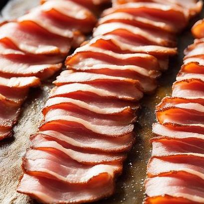 close up view of oven cooked back bacon