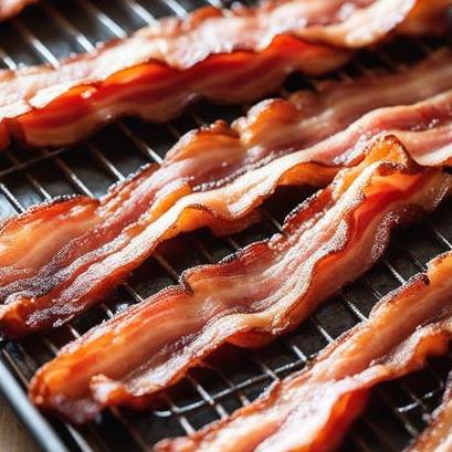 close up view of oven cooked bacon
