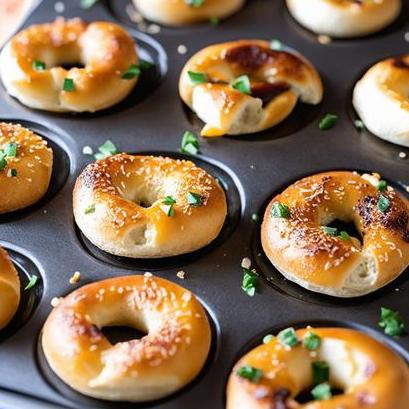 close up view of oven cooked bagel bites
