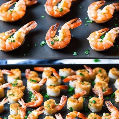 close up view of oven cooked baked stuffed shrimp