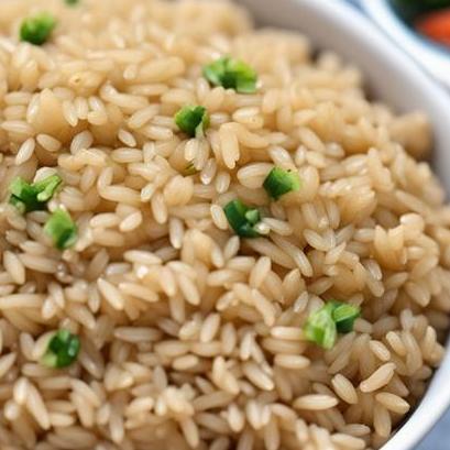 close up view of oven cooked brown rice