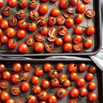 close up view of oven cooked cherry tomatoes