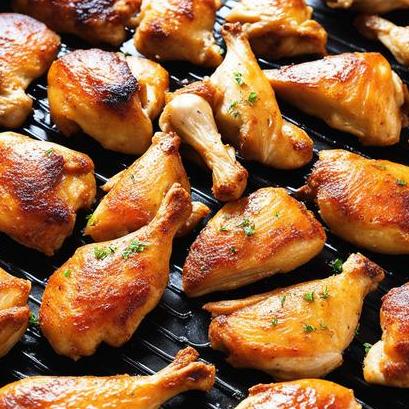 close up view of oven cooked chicken