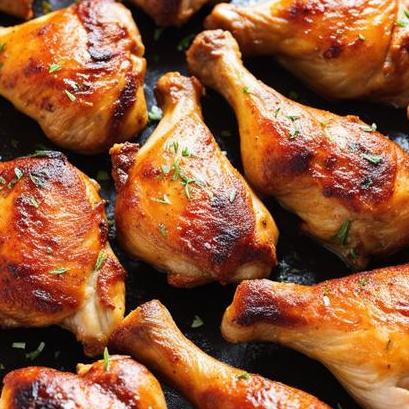 close up view of oven cooked chicken legs