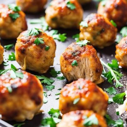 close up view of oven cooked chicken meatballs
