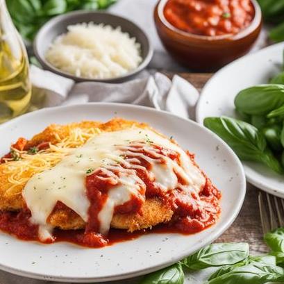 close up view of oven cooked chicken parmigiana