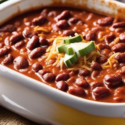 close up view of oven cooked chili