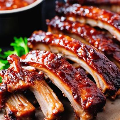 close up view of oven cooked chinese ribs