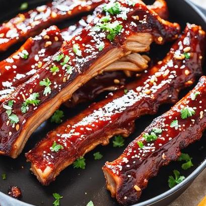 close up view of oven cooked chinese ribs