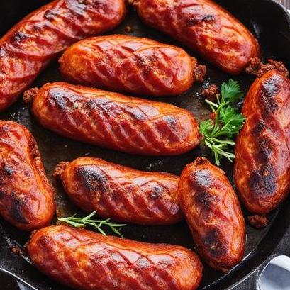 close up view of oven cooked chorizo