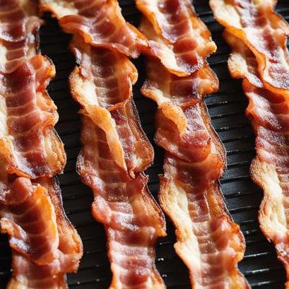 close up view of oven cooked crispy bacon