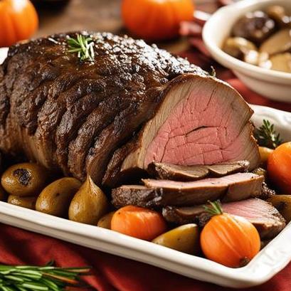 close up view of oven cooked deer roast