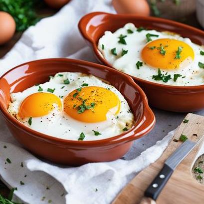 close up view of oven cooked eggs
