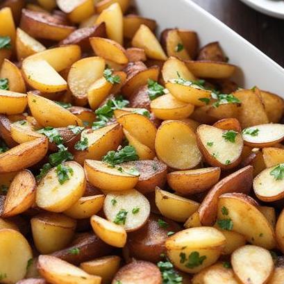 close up view of oven cooked home fries