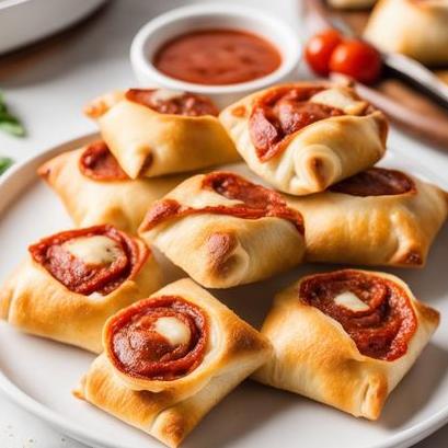 close up view of oven cooked pizza rolls