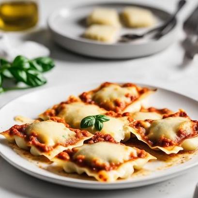 close up view of oven cooked ravioli