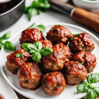close up view of oven cooked sausage meatballs