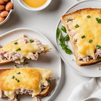 close up view of oven cooked tuna melts