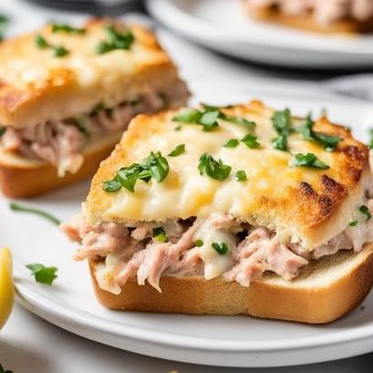 close up view of oven cooked tuna melts
