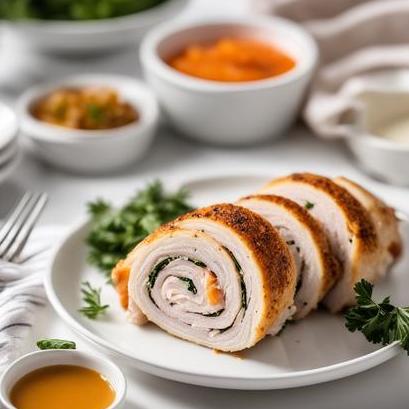 close up view of oven cooked turkey roll