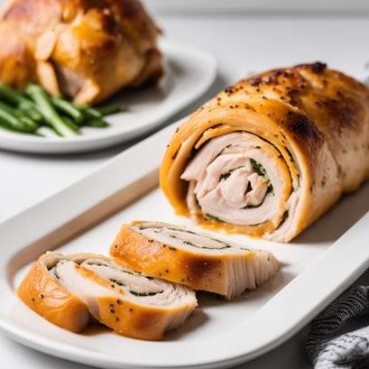close up view of oven cooked turkey roll